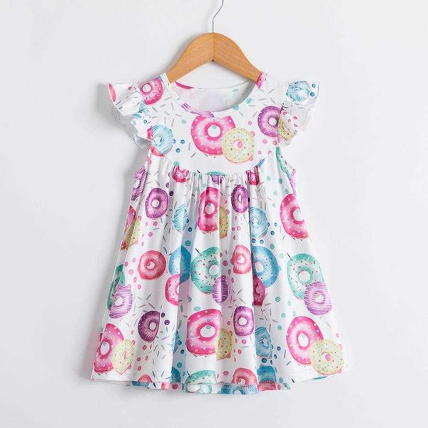 Sommerkleid für 2 Jahre alte Mädchen, Donuts-Muster, kleines Mädchen, niedliche A-Linien-Kleider für Mädchen, Prinzessin, Weste, Kleid, Geburtstagsparty-Kleid, Q0716