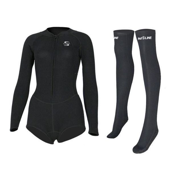 

swim wear 2mm neoprene one piece bikini wetsuit female diving suit women uv protection long sleeve surfing snorkeling swimsuit stocking