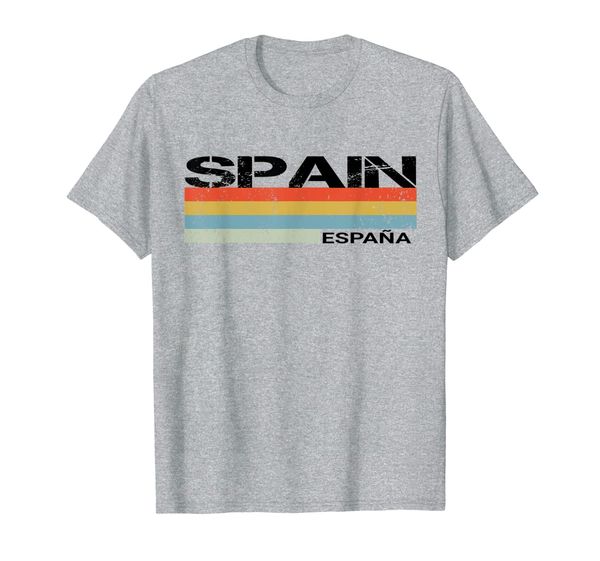

spain spanish language espana retro vintage stripes t-shirt, White;black