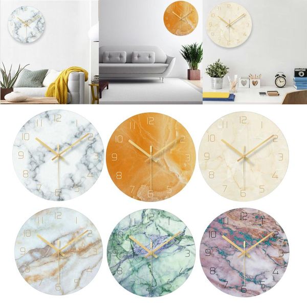 

in modern silent quartz wall clock non-ticking glass marbling green clocks