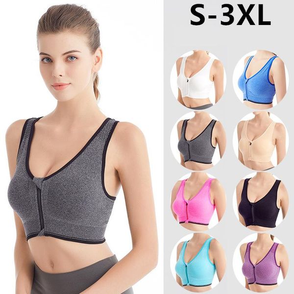 Женщины Zipper Sports Bras Plus Size 3xl Wire Free Plop Up Tops Tops Lady Girls Hearting Fitness Run Gym Yoga Vest x722b наряд