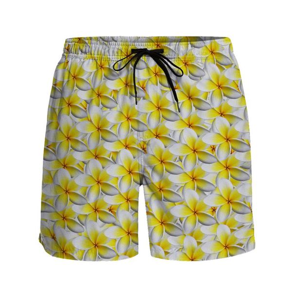 

men's shorts casual men hawaii frangipani printing breathable quick dry surfing beach pants holiday sports running, White;black