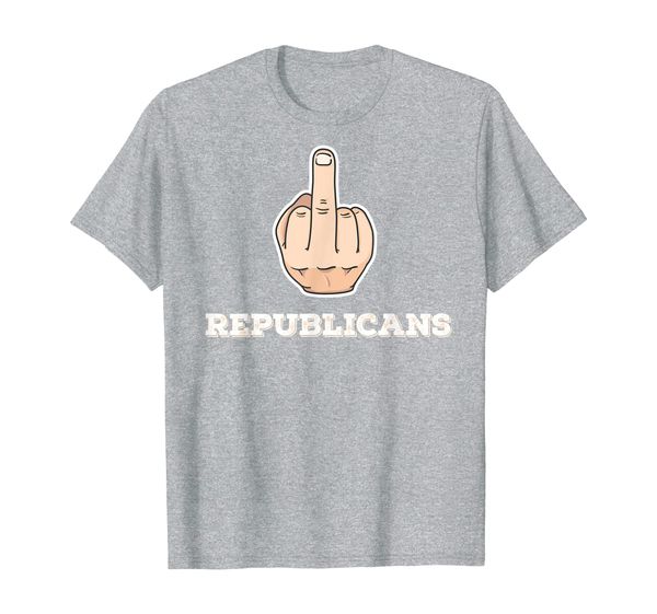 

middle finger republicans - funny anti conservative t-shirt, White;black