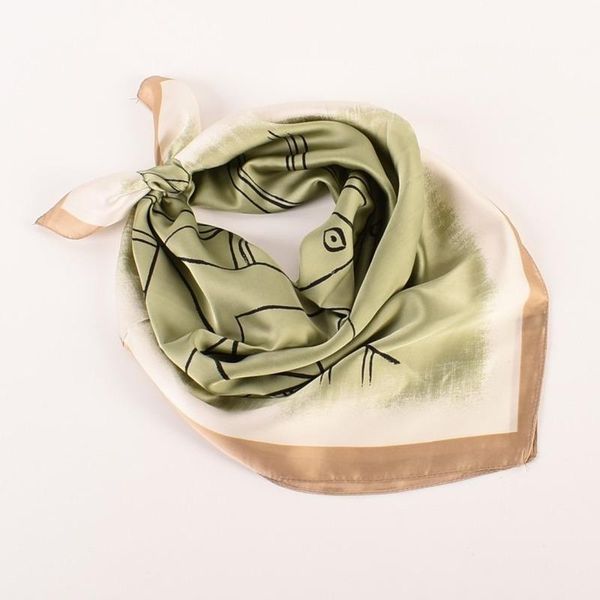 

scarves flower printing 70 small square scarf women's simple geometric satin silk scarf., Blue;gray