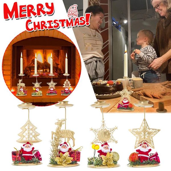 

candle holders christmas wrought iron holder decorations santa claus tabledecoration ornaments
