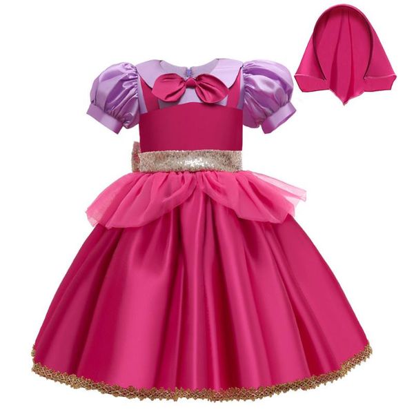 

girl's dresses children halloween costume girl little red riding hood dress headscarf up baby birthday party cosplay 3-10y, Red;yellow