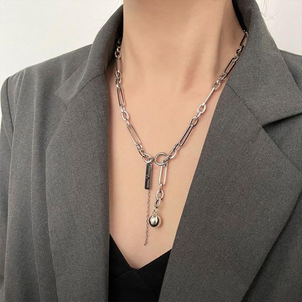 

chains 2021 fashion necklace for women hip hop pendant female clavicle chain men adjustable sweater trendy jewelry, Silver