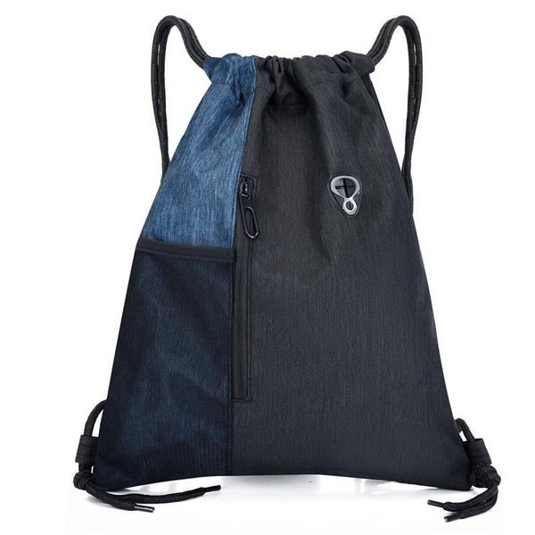 

backpack drawstring denim backpacks outdoor hiking cycling waterproof fitness women men oxford shoulder bags with earphone hole