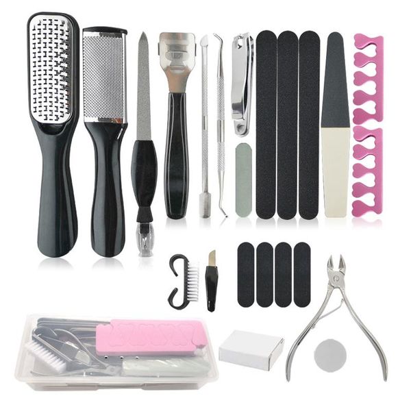 

nail art kits 23pcs pedicure set skinless toeboard clipper file manicure tools grinding smoothing nails removing dead skin tool