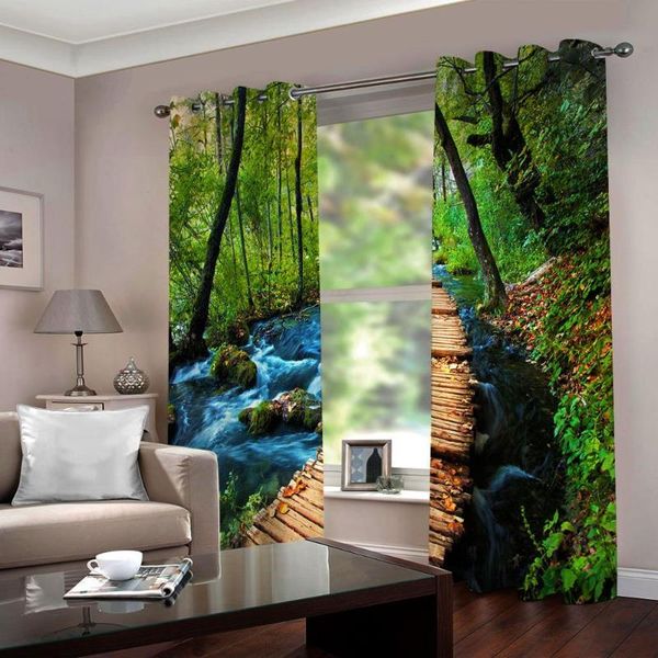 

curtain & drapes custom 3d room curtains wooden bridge for window kitchen door forest landscape home el office