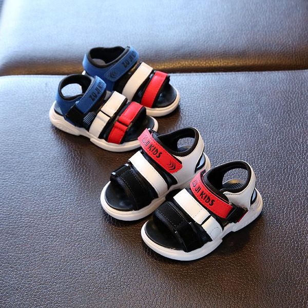 

sandals mesh baby boys girls toddler beach flats for anti-slip summer shoes dress walkers, Black;red