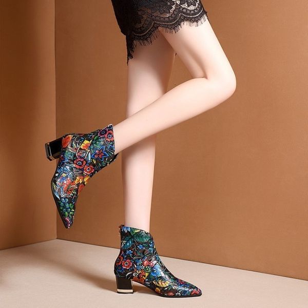 

boots nation genuine 2021 sharp thick woman winter bloom, Black