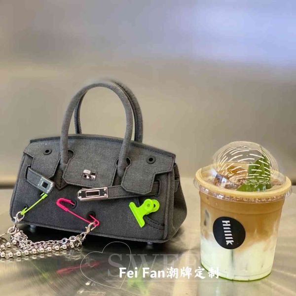 

niche design 21ss new denim canvas military cloth hand women's personality one shoulder bag fashion