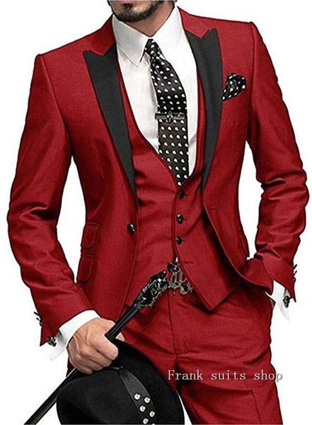 

custom made men suit groom tuxedos red slim fit wedding prom formal mens suits set 3 pieces (jacket+pants+vest) men's & blazers, White;black
