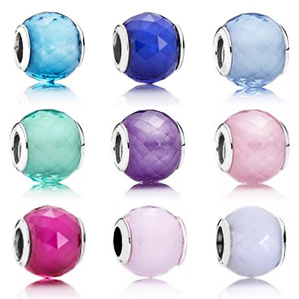 

new 2021 100% 925 silver sapphire crystal glass beads fit diy original fshion jewelry gift 111, Black