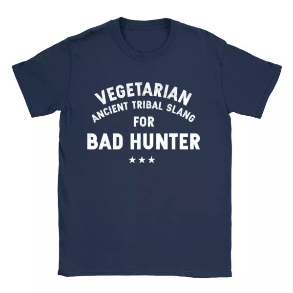 

vegetarian bad hunter mens t-shirt funny joke gift present, White;black