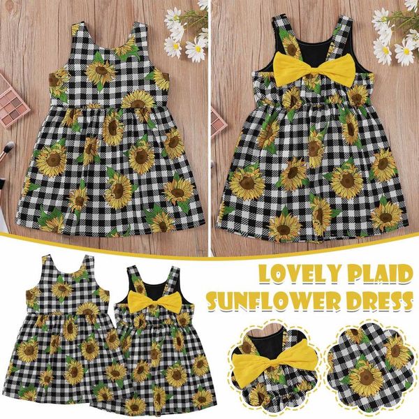 

girl's dresses toddler kid baby girls flower print plaid elegant princess casual dress clothes vestidos de verano, Red;yellow