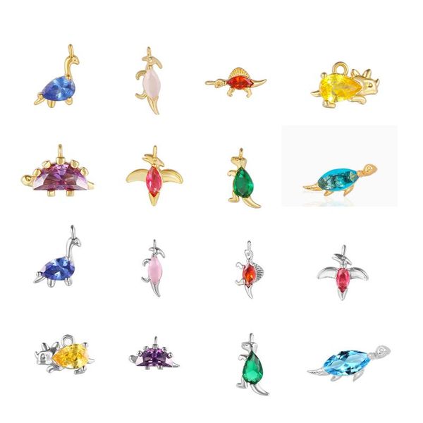 

stud mc ins zircon dinosaur pendant accessories summer earrings/bracelet/necklace drop for women girls fashion creative diy jewelry, Golden;silver