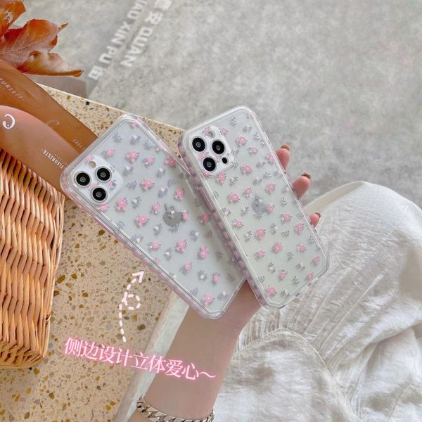 

card holders suitable for apple 12 mobile phone shell cover all-inclusive xs anti-fall 7 tide 8p soft xr small flower female models, Brown;gray