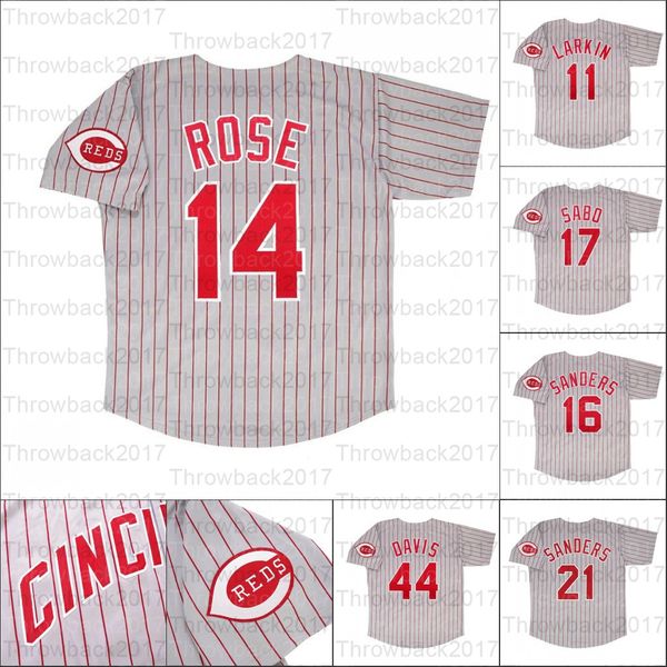 

retro baseball 1993 1994 and 1996 the home jersey 11 barry larkin 17 chris sabo 21 deion sanders 44 davis, Blue;black