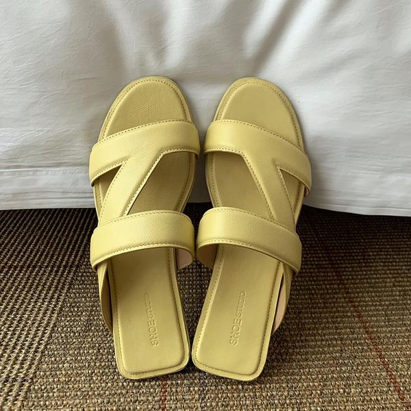 

designer brand slippers natural leather ladies sandals fashion shoes size 34-40, Black