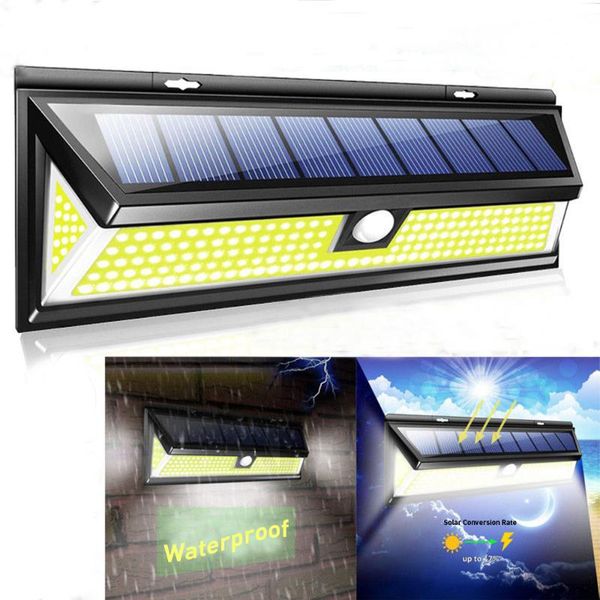 

solar lamps led cob lamp pir motion sensor wall light ip65 waterproof energy saving outdoor garden security