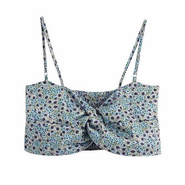 Vintage Sexy Floral Bedruckte Camis Tops Frauen Mode Strap Kurze Elegante Damen Unterwäsche Crop Top 210531