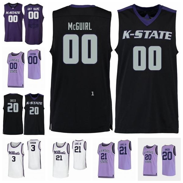

kansasÂ stateÂ wildcats jersey antonio gordon james love iii pierson mcatee mike mcguirl joe petrakis college basketball jerseys custom stitch, Black