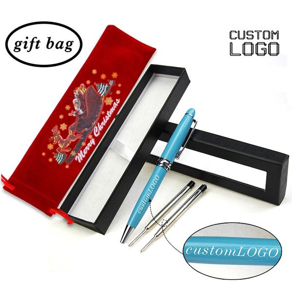 

ballpoint pens metal custom logo pen christmas gift business rotary year multicolor student stationery office box bag black refill, Blue;orange