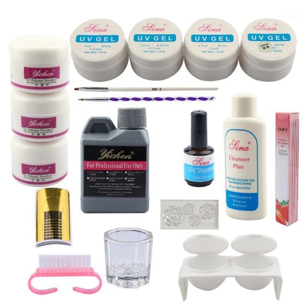 

acrylic nail gel polish art kit 36w manicure lamp 6 colors glitter decoration pen brush tools kit1