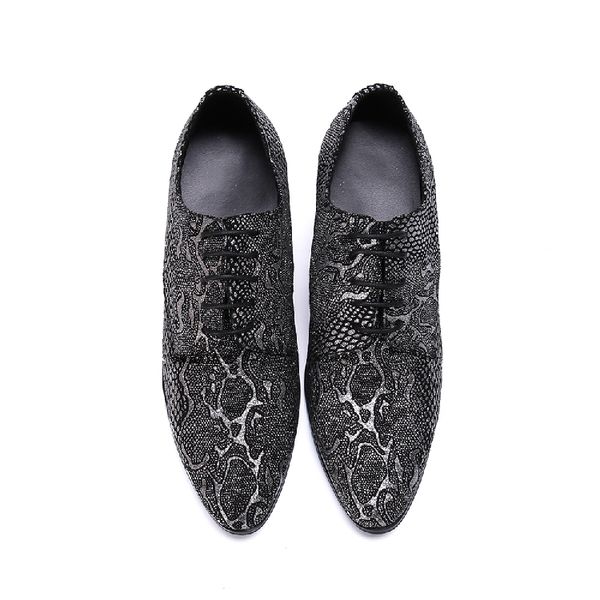 

western style men python skin shoes genuine leather pointed toe lace up shoes for men dress business shoes calzado hombre, Black