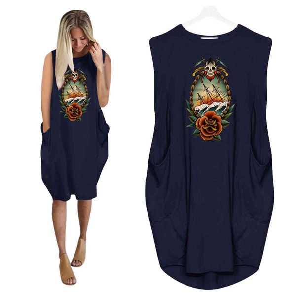 

casual dresses independent european and american foreign trade station, summer station , casual sleeveless printing dress 0y9p, Black;gray