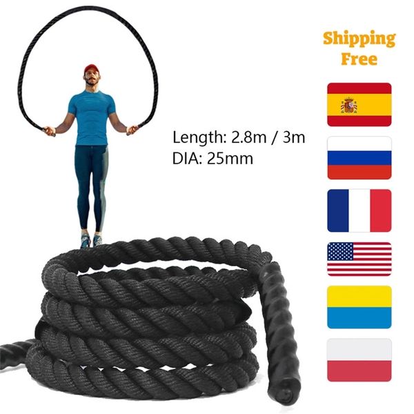 

25mm fitness heavy jump rope crossfit weighted battle skipping ropes power training improve strength muscle fitness equipment 220317