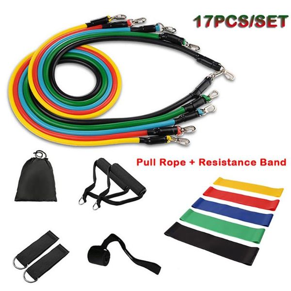 

17pcs multi-function pull rope resistance bands fitness training belt elastic exercise sport home yoga