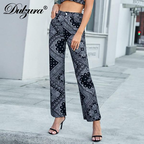 

dulzura paisley print women high waist jeans straight pants loose streetwear fashion vintage 2021 autumn winter trousers women's & capr, Black;white