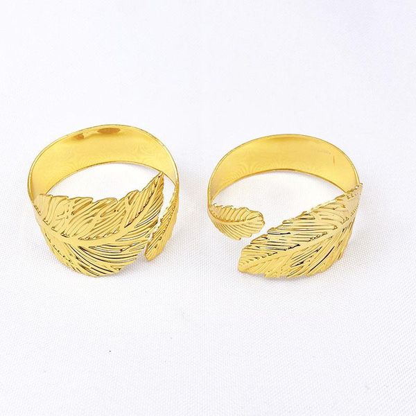 

napkin rings 8pcs/lot golden large roll leaf ring simple wedding el tableware buckle deskdecorations