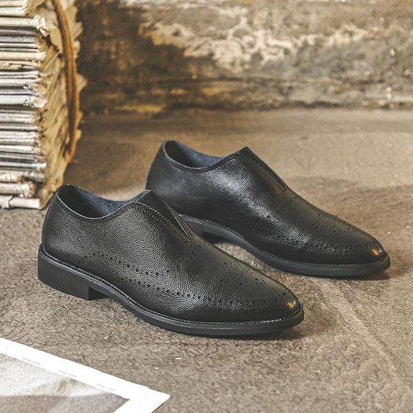 

dress shoes autumn handmade vintage italian casual men real leather formal business wedding loafers black brogue