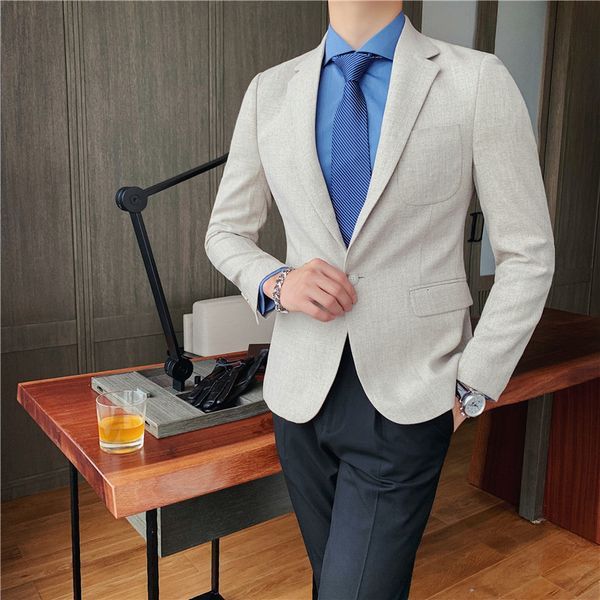 

men's suits & blazers british style solid casual business wear blazer thin jackets fit a simple button long sleeve co joas, White;black