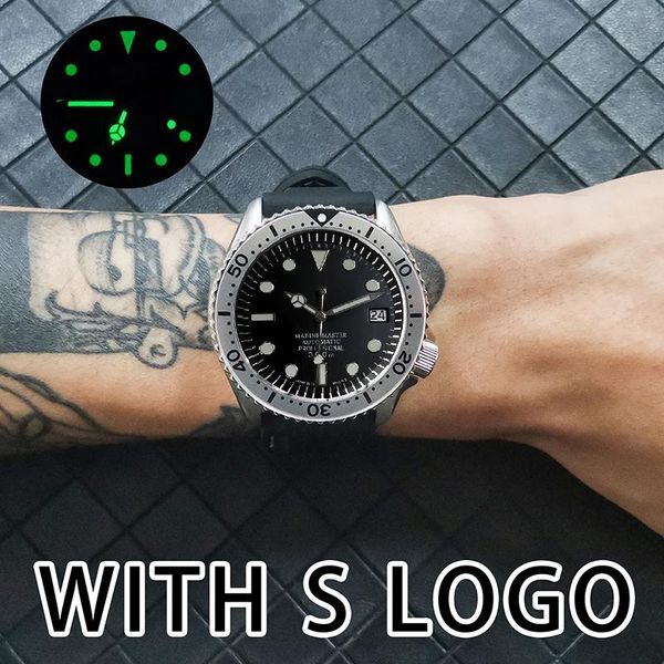 

wristwatches watch automatic skx009 case men's 42mm japanese nh35 movement green luminous black dial sapphire glass date 20atm waterres, Slivery;brown