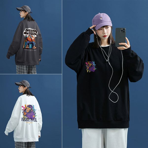 

long sweater round ne sve t-shirt fashion couple youth inner bottom coat men's wear, Black