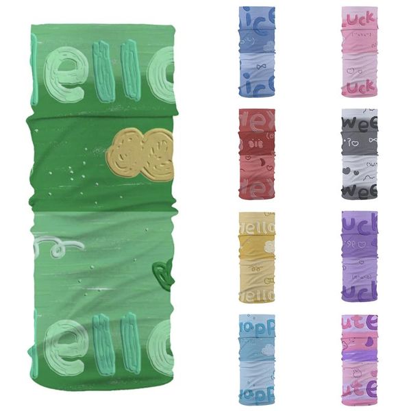 

scarves happy letters print kids seamless bandana headband face mask tube scarf balaclava, Blue;gray