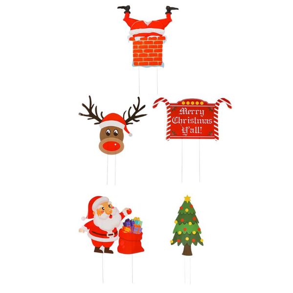 

greeting cards 5pcs christmas yard signs outside decor ground xmas inserts