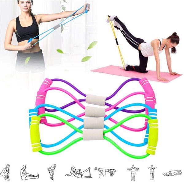 

yoga fitness resistance 8 word chest expander rope workout muscle rubber elastic bands for sports exercise