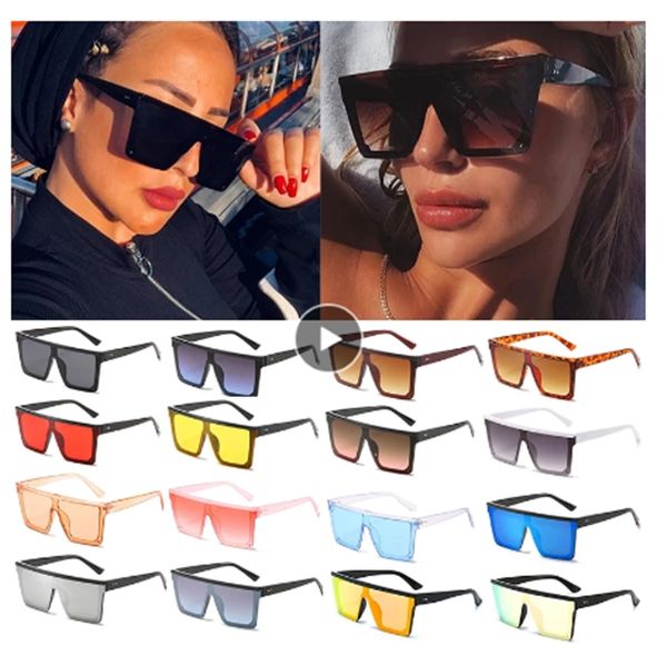 Atacado Sexy Square Sunglasses Mulheres Moda Marca Plana Top Oversized Sun Óculos Retro Black Shades para Homens Viajando Oculos