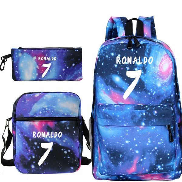 

backpack mochilas cristiano ronaldo cr7 students bookbags boys girls school bags teens 3 pcs set higt quality book rucksack