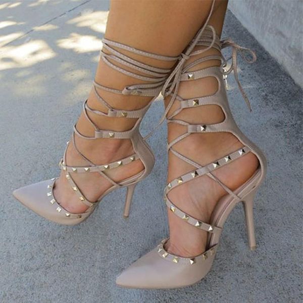 

dress shoes lananlojer high heels party pumps, light grey pu,cross lacing,11cm high-heeled shoes, pointed toe pumps.size:34-45, Black