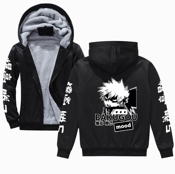 

women's hoodies & sweatshirts bakugou katsuki anime warm cotton-padded zipper coat my hero academia cosplay black streetwear hoody 2021