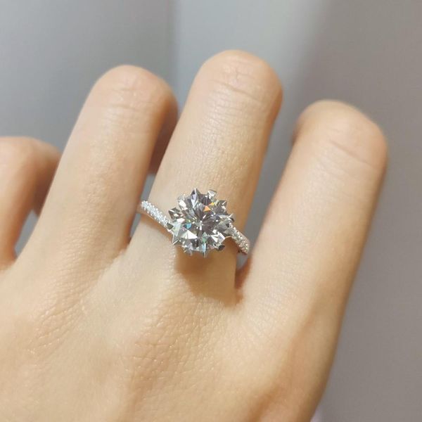 1 CT Отлично вырезать алмазные испытания мимо D цвет снежинки Moissanite 925 стерлингового серебра стерлингового серебра хитрый ринг для подростков