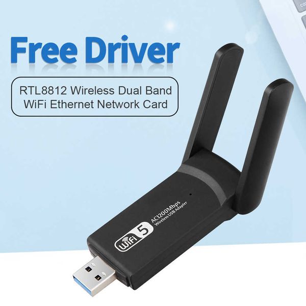 RTL8812 Wireless Dual Band 2,4G 5,8G WiFi Ethernet Adapter 1200Mbps Netzwerkkarte mit Dual Antenne USB3.0 Empfänger für PC