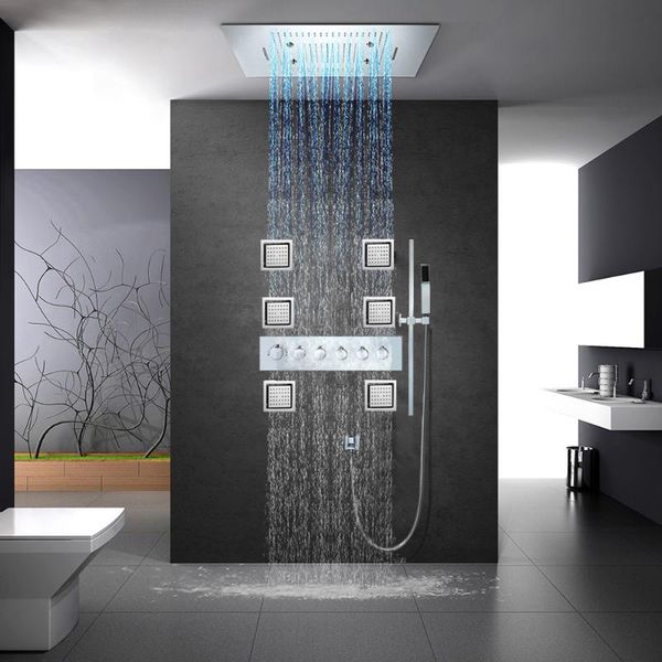 

big water flow shower faucets sets rainfall bathroom large system thermostatic mixer 600*800mm panel
